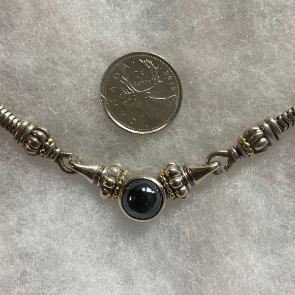 LAGOS Caviar Hematite Convertible Collar Necklace, 925 Silver & 18K Gold - Picture 3 of 14
